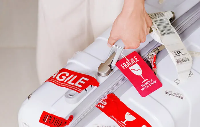 baggage with fragile sticker
